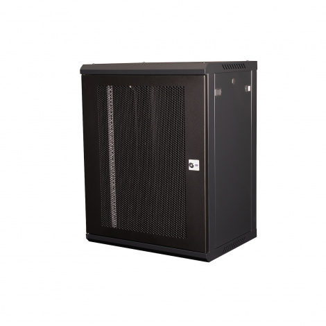 Шкаф 19" телекоммуникационный настенный, 15U  769x600х450 мм, дверь перфорация, черный